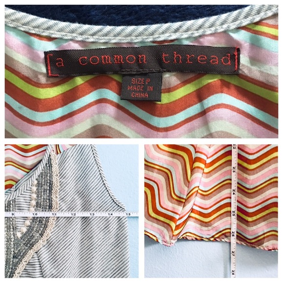 ✨A Common Thread Top w Chevron Silk Pattern Size P - Picture 8 of 8